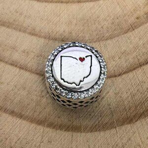Pandora Love Cleveland. Ohio Map Dangle Charm Pendant, S925 Silver Jewelry